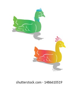 flying farm duck, goose, swan logo art