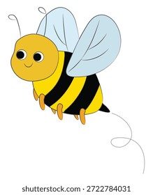 Una Ilustración vectorial de dibujos animados de abejas gordas voladoras