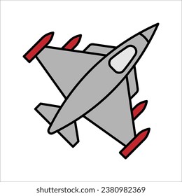 Flying Fighter Jet, Military Aircraft sign design template for web and mobile UI vector illustration on white background