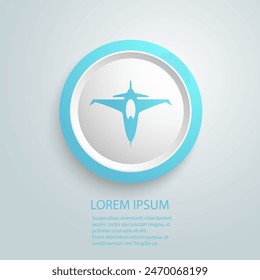 Flying Fighter Jet vector blue icon sign