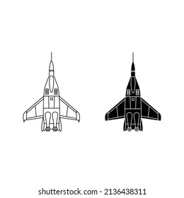 Flying Fighter Jet vector icon color editable