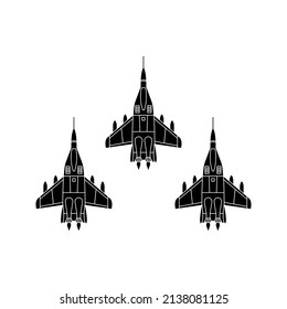 Flying Fighter Jet vector icon color editable