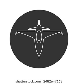 Flying Fighter Jet vector line icon sign