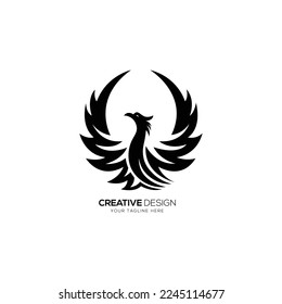 Flying fire bird modern silhouette logo
