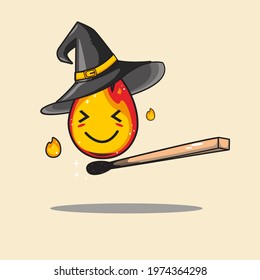 flying fire design with witch costume