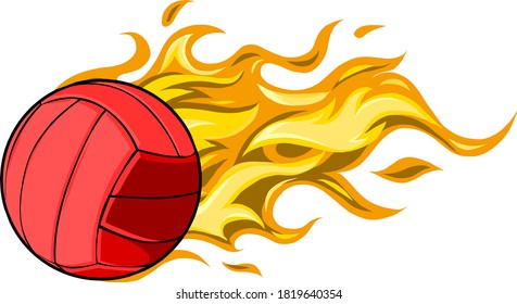 Flying Fire Volley Ball vector Illustration for template design
