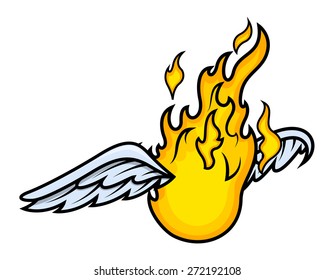 Flying Fire with Wings Vector
