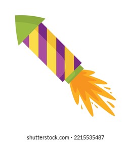 Flying firecracker rocket Party Celebration Element. Vector illustration