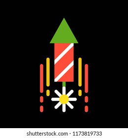 flying firework, Merry Christmas filled icon set