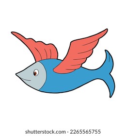 Flying fish cartoon. Vector image