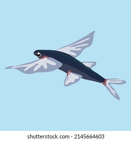 Flying fish clip art vector illustration isolated