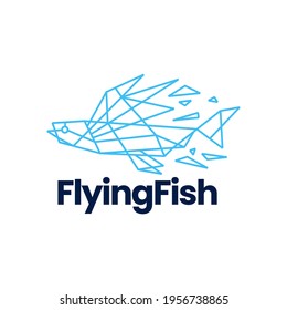 flying fish geometric polygonal logo vector icon illustration