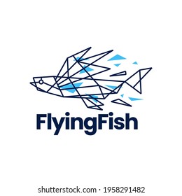 flying fish geometric polygonal logo vector icon illustration