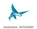 flying fish gradient color logo