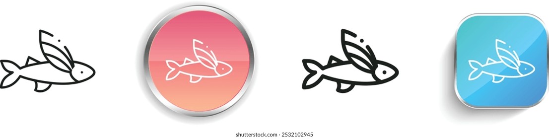 flying fish icon. Thin Linear, Regular and Button Style Design Isolated On White Background
