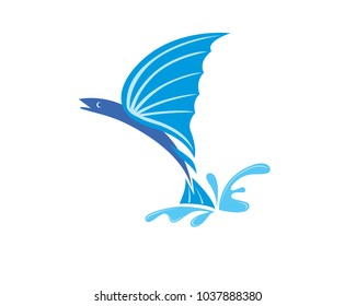 Flying fish jumping above the sea