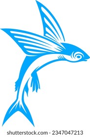 Flying Fish Jumping off the Water Logo Design