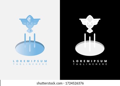 flying fish logo deaign concept. Modern minimalist, flat,  and simple elegant style. 