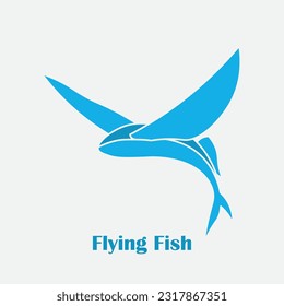 Flying fish logo design in blue color