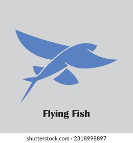 Flying fish logo design in blue color