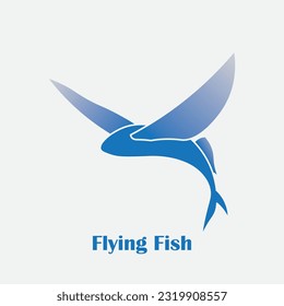 Flying fish logo design in blue color