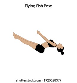 Flying Fish Pose Yoga Workout On The White Background. Vector Illustration