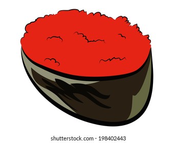 Flying Fish Roe Sushi isolated on white