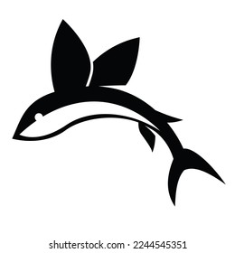 flying fish silhouette vector design