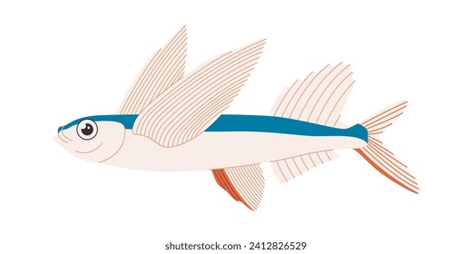 flying fish with white and blue color wild nature undersea animal marine wildlife