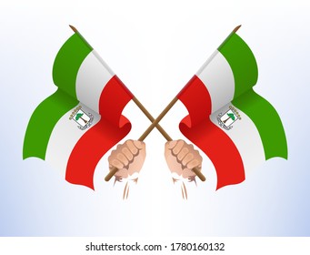 Flying flags cross from Equatorial Guinea