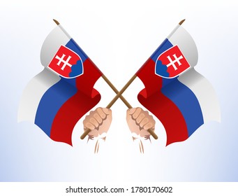 Flying flags cross from the Slovak state