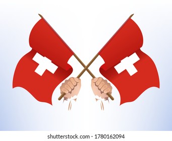 Flaggen kreuzen aus der Schweiz