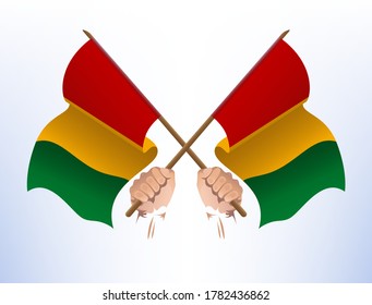 Flying flags crossed from the country of Guinea