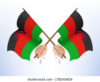 Flying flags crossed from the country of Malawi