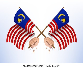 Flying Flags Crossed Country Malaysia Stock Vector (Royalty Free ...