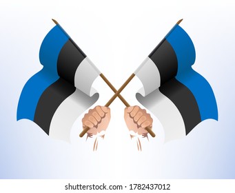 Flying flags crossed from Estonia