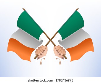 Flying flags crossed from Ireland