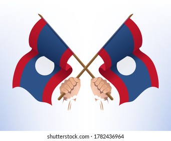 Banderas de vuelo cruzadas desde Laos