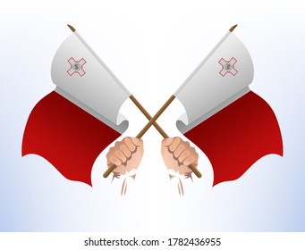Flying flags crossed from Malta