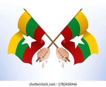 Banderas de vuelo cruzadas desde Myanmar