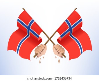 Banderas voladoras cruzadas desde Noruega