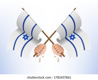 Flying flags crossed from the state of Israel