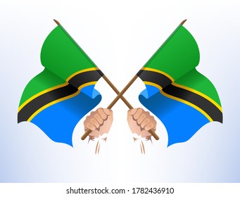 Flying flags crossed from Tanzania