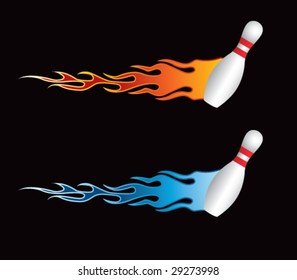 flying flaming bowling pins