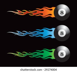 décalcomanies X 2 boule de feu Fire 180,3 cm 180 mm Vinyle Bumper Stickers Flaming huit Boule 8 billard piscine