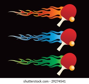 flying flaming ping pong paddles