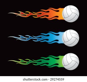 flying flaming volleyballs