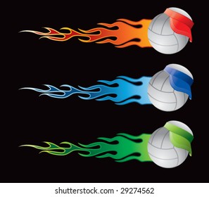 flying flaming volleyballs with visors