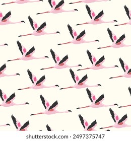 flying flamingo pattern seamless,Flat vector illustration for prints, clothing, packaging and postcards.