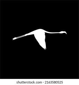 Flying Flamingo Silhouette for Icon, Symbol, Logo, Illustration, Pictogram or Graphic Design Element. Vector Illustration